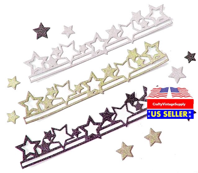 Fancy multi star border edge star confetti metal cutting dies cut cutter die