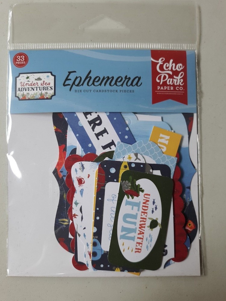 ECHO PARK «UNDER SEA ADVENTURES» EPHEMERA PACK ~ FISH~ BEACH