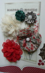 RED Floral GREY IVORY GREEN Mix Fabric 5 Flower Pack 35-75mm Manor House