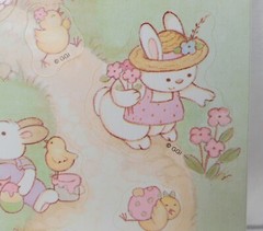 Vintage Gibson Easter Sticker Sheet Anthropomorphic Bunnies Chicks Pastel 80s