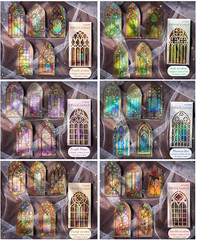 Glazed Flower Window Frame Stickes,60 Pieces Glitter Holographic Transparent PET