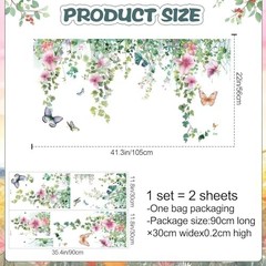Flower Vine Wall Decals Hanging Green Leaves Wall Stickers Butterfly Flower Plan