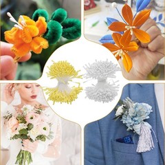 Matwsec 1600PCS 2mm Stamens for Flower Making 2.3 inch long, Light Yellow