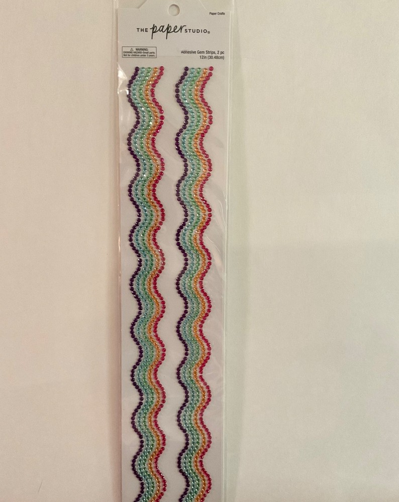 Rhinestone Rainbow Border Adhesive Gem/Stickers 2 Strips (each 1-foot length)