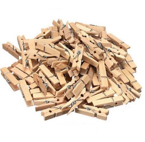 Mini Pegs Natural Wooden Craft Cloth Photo Wood Hanging Small Spring Clips 25mm