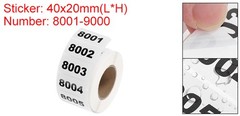 1 Roll Inventory Number Sticker 1.6×0.8″ 8001-9000 Consecutive Number Sticker