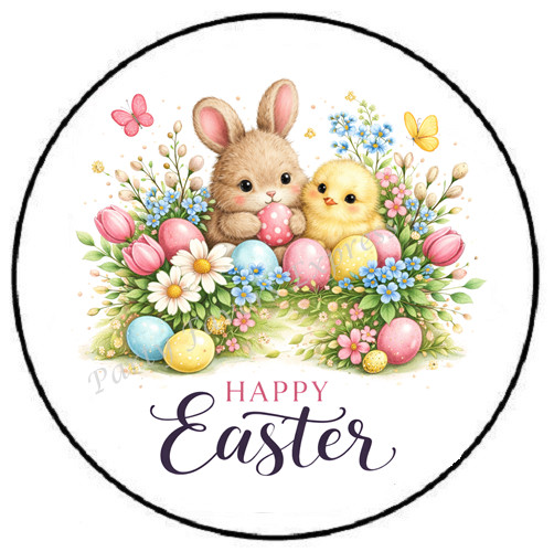 HAPPY EASTER BUNNY CHICK ENVELOPE SEALS LABELS STICKERS PARTY FAVORS