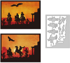 Cowboy Border Die Cuts for Card Making, Horseback Riding Carbon Steel Die Cuts C