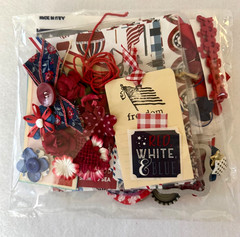 Red White and Blue USA Patriotic scrapbook planner journal junk paper craft lot