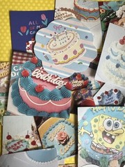 Set of 24 Blue Sky Buttercream Birthday Cake Stickers Scrapbooking Card Making