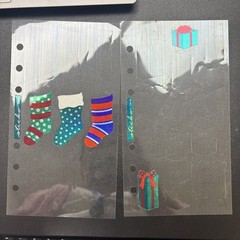 Vtg Sticko Christmas Stickers Stockings Presents Gifts Red Green Foil Prism