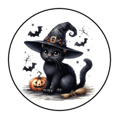 30 Halloween black cat stickers labels envelope seals party favors
