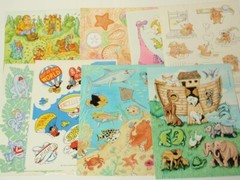 Lot 8 Vtg 1989 Hallmark Sticker Sheets: Dinosuar, Noah’s Arc, Monkeys, Castle
