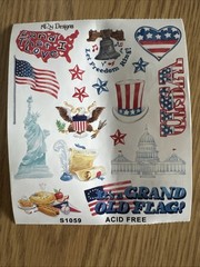 Vintage USA America Grand Old Flag Sticker ROLL Stickers, Flag Picnic