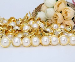 12 X 18Mm 100Pcs Imitation Pearl Brads Paper Fastener Scrapbooking DIY Making We
