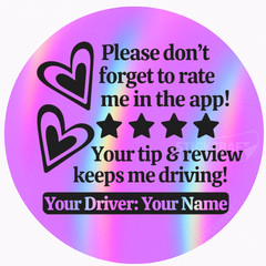 Custom Delivery Driver Tip Sticker –Please Rate Me 5 Star 2” Round Label 50 Pack