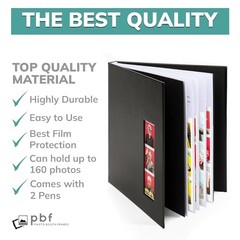 Photo Booth Guest Book Album 2×6 Picture Inserts Black Scrapbook Memory Book
