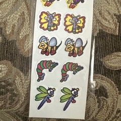 Vintage Insect Stickers Lot Of 3 – Ladybug Butterfly Bee Dragonfly Caterpillar