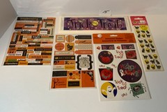 HUGE Halloween Crafting Scrapbooking Lot Paper Fabric Stickers Ribbon Die Cuts