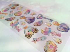 Puffy Sparkles Fairy Tale Magic Wand Sticker Sheet Scrapbook Junk Journal Girly