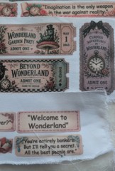 Alice in Wonderland Junk Journal Sublimation Fabric Ephemera Embellishments HM