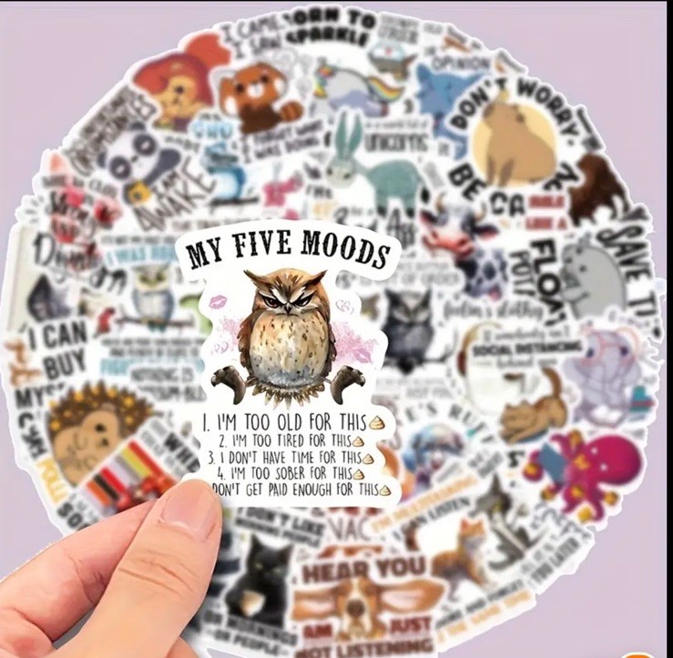 10pcs Sarcastic Animal Quote Stickers- Scrapbook, Journal, DIY Crafts & Card