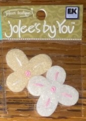 Lot #5 – 3 Jolees Mini Ivory White Blue Pink Brown Flowers Scrapbook Felt Gems