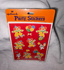 New Sealed Vintage 1982 Hallmark Circus Clown & Dog Party Stickers