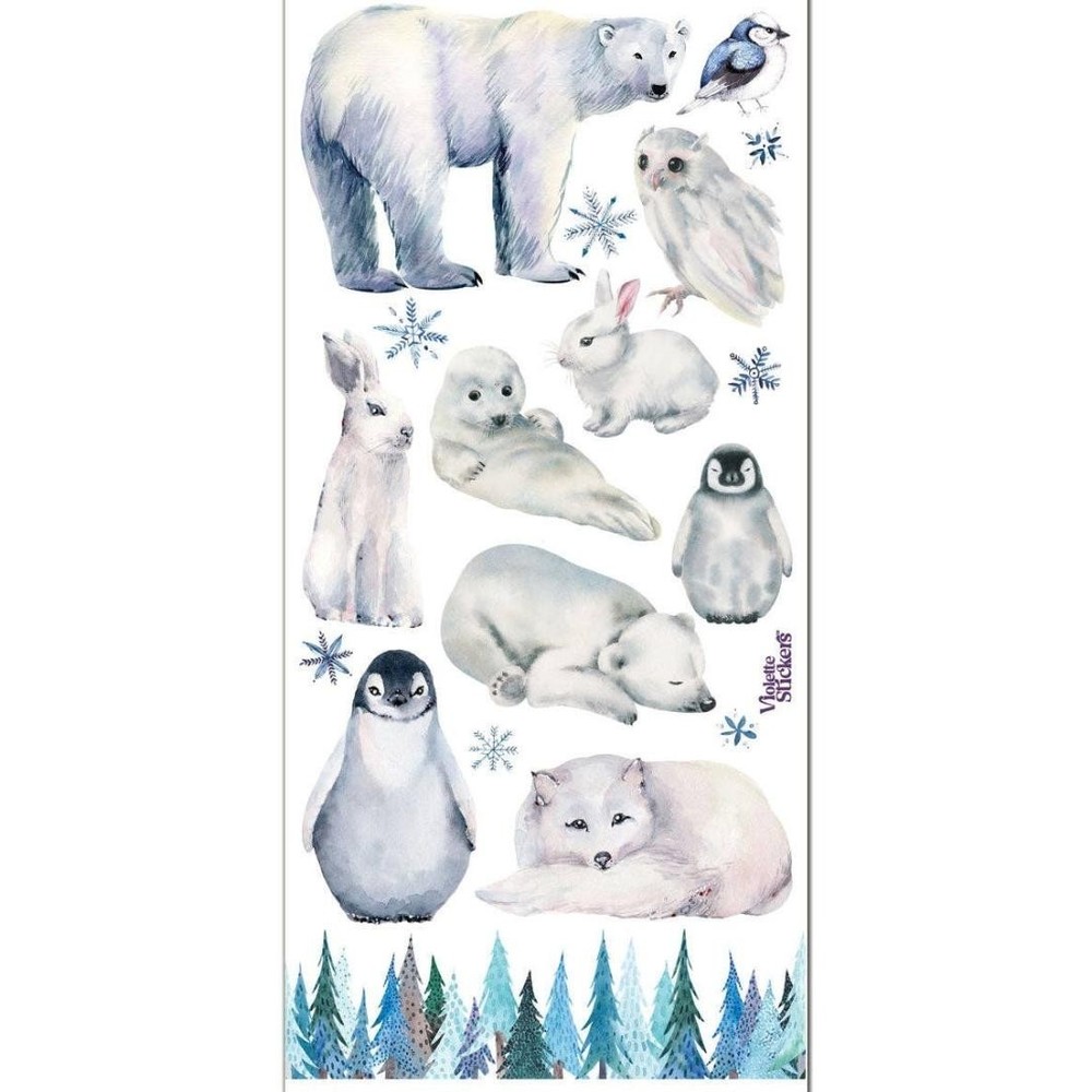 Snow Animal Stickers – Violette Stickers – 1 Winter Sticker Sheet for Crafts