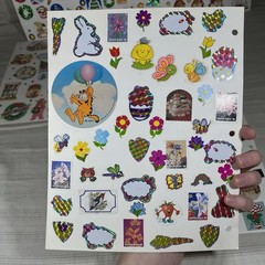 Vtg 70s 80s Sticker Book Pages Christmas Santa Puffy Big Lot USED Foil AGC J1
