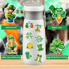 50 Pcs St. Patrick’S Day Stickers, Vinyl Waterproof Irish Shamrock Stickers
