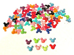 Lot of 80 Multicolor Sparkling Micky Mouse Flatbacks For Scrapbooking – NEW (#4)