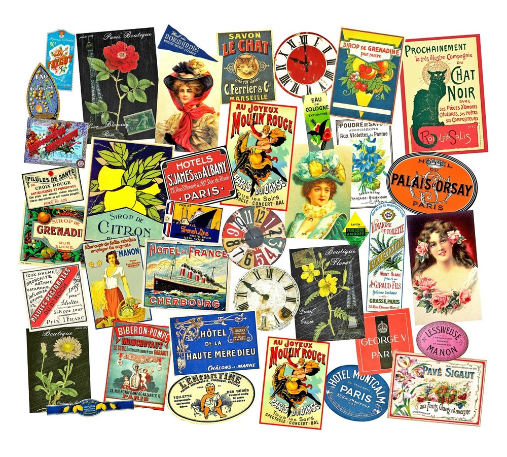 French Sticker, Paris Set, Deluxe Victorian Travel Theme Label, France, 3 Sheets