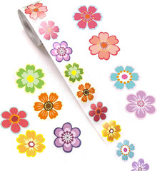 500 Pcs Floral Shape Stickers Roll 1.2 Inch Waterproof Self-Adhesive Labels