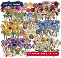 450 Pcs Flower Stickers for Scrapbook Supplies, Dried Pressed Flowers Scrapbook,