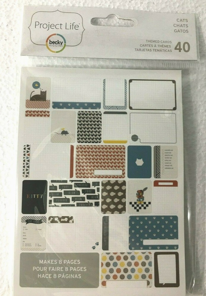 Project Life CAT Themed Cards 40 Scrapbooking Journaling Becky Higgins Series