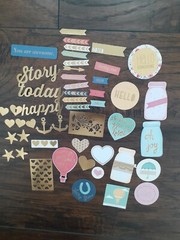 SCRAPBOOKING GOLD 49 Pcs ACCENT DIE CUTS MIXED LOT SENTIMENTS CARDMAKING PAPER