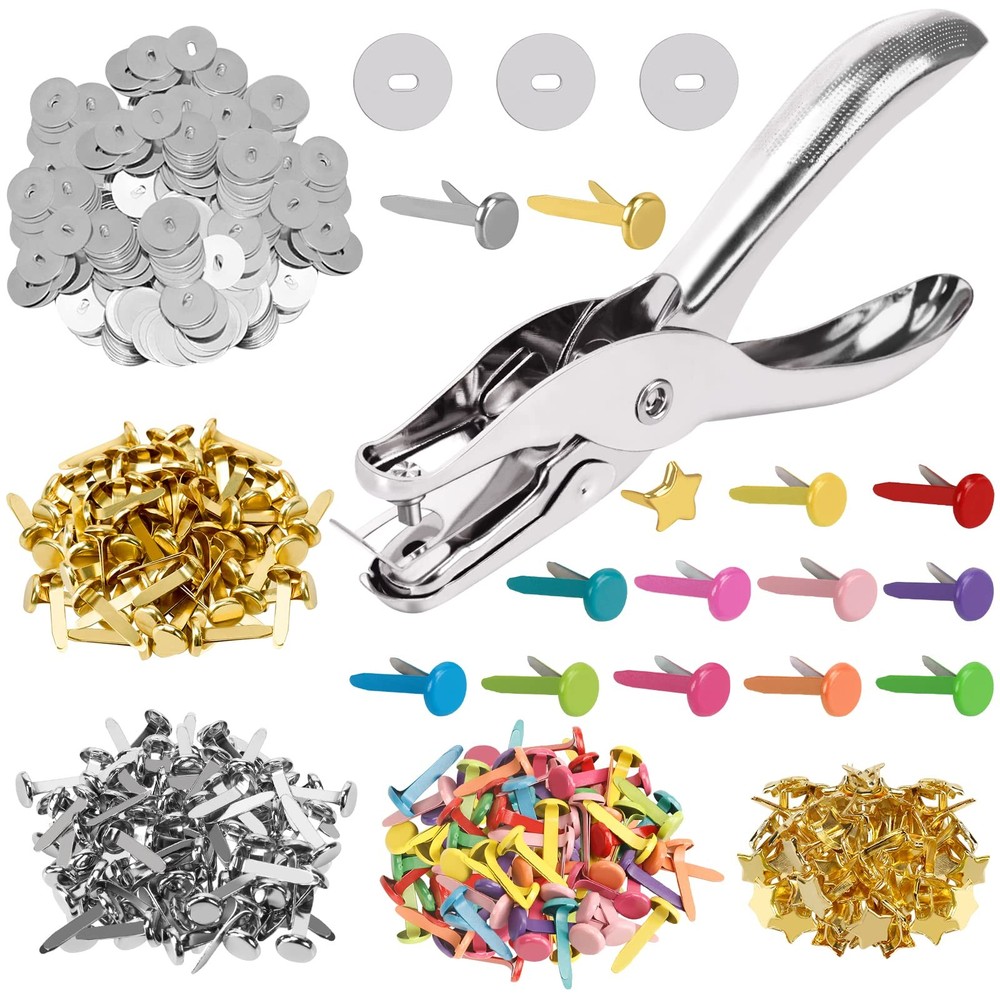 200 Pieces Paper Fasteners Brads, Multi Color Mini Brads Round Fasteners with…