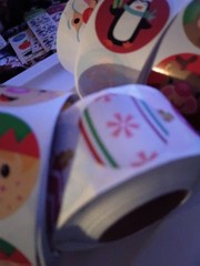 8- Rolls Stickers Labels Lot Used Rolls Vintage and Modern Christmas +