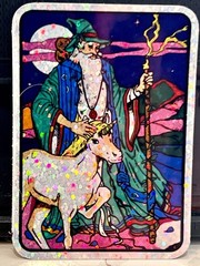 Retro Unicorn Prism Wizard Sticker Holographic 1980s Vintage REPRODUCTION Decal