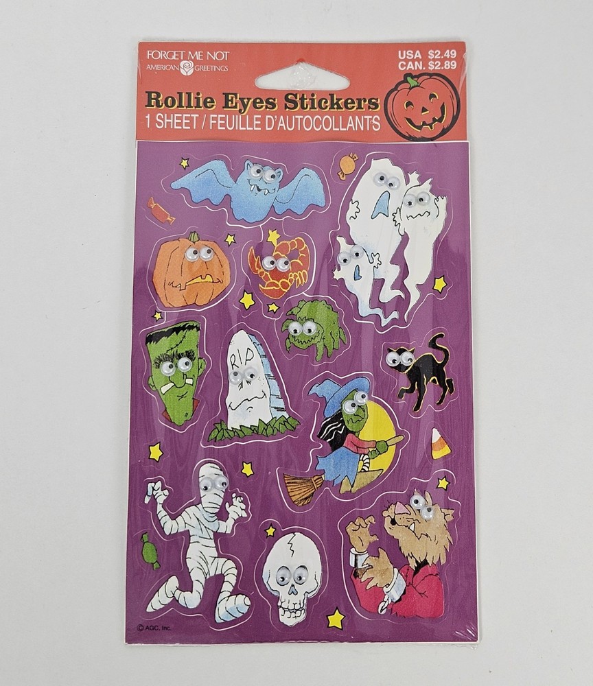 Vintage 80s 90s Forget Me Not American Greetings HALLOWEEN Rollie Eyes STICKERS