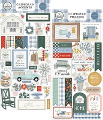 Carta Bella FARMHOUSE SUMMER (2) 6″x13″ Chipboard COMBO Accents + Phrases