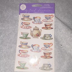 Michel & Company Gilted Stickers Tea Time Teacups & Teapots, 2 Sheets, Acid-Free