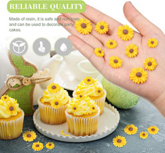50 Pcs Flatback Resin Daisy Flowers Daisy Flower Epoxy Beads Charms Mini Decorat