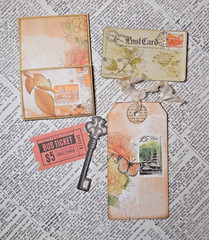 2 Handmade Ephemera Pockets Junk Jounal Scrapbook Embellishment Happy Mail