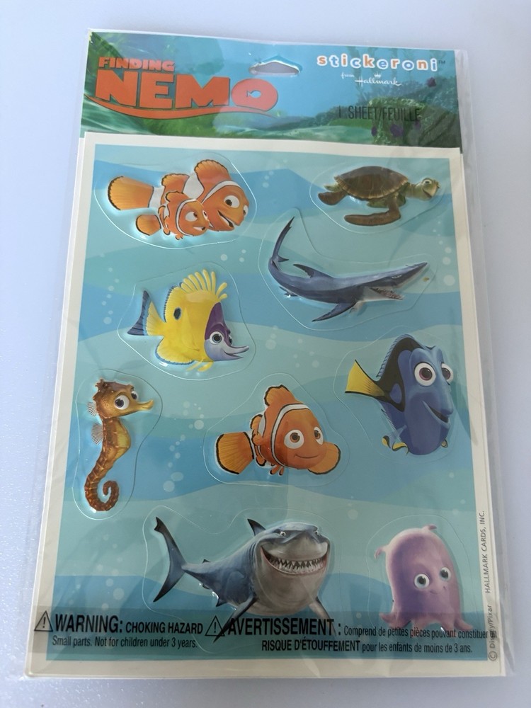Finding Nemo Characters Disney Pixar Puffy Stickers Hallmark 1 Sheet Stickeroni