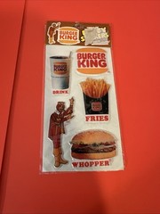 Vintage Burger King Puffy Stickers 1982 Restaurant Advertising Sealed Package !!