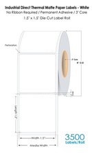 Direct Thermal 1.5″ x 1.5″ Labels 3500/Roll – 3″ Core | 8″ OD