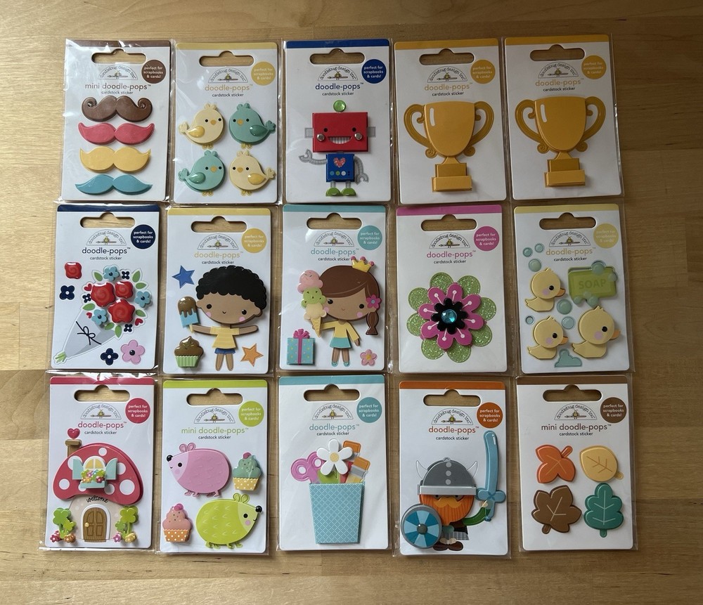 Doodlebug Design Doodle-Pop 3D Cardstock Sticker Lot Of 15