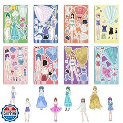 24 Sheet Princess Dress Stickers Make Your Own Princess Sticker for Kids 3+,